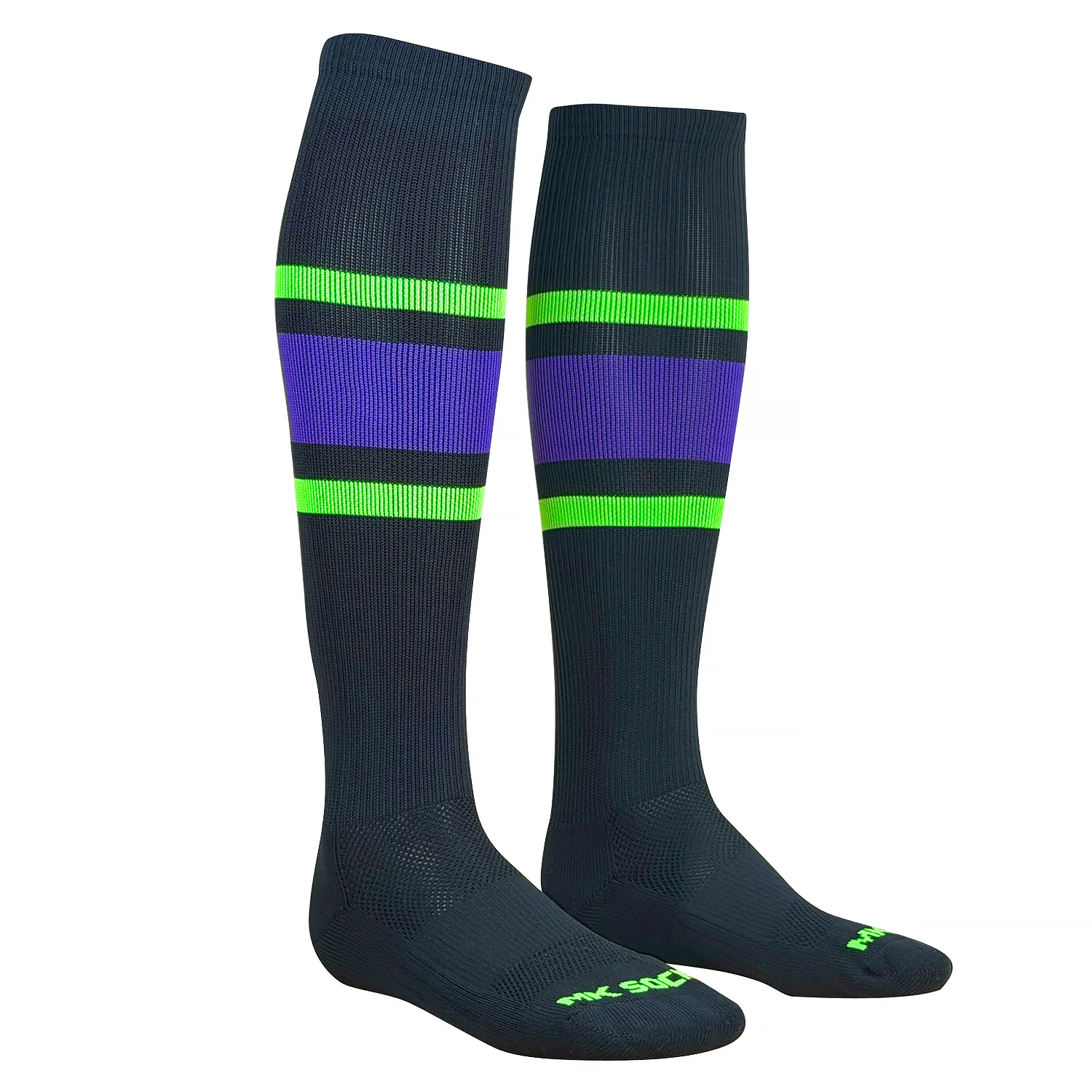 MK Socks Competitor OTC Baseball, Football Socks - Black, Neon Green, Purple - Image 2